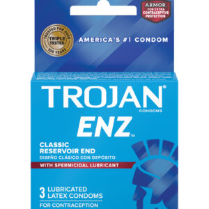 Trojan Enz Spermicidal Lubricated Condoms - Box of 3
