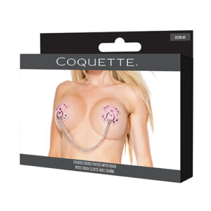 Darque Studded Cross Reusable Pasties w/Chain - Pink O/S