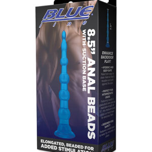 Blue Line C & B 8.5" Anal Beads w/Suction Base - Jelly Blue
