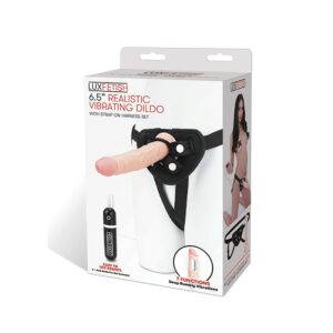 Lux Fetish 6.5" Realistic Vibrating Dildo w/Strap On Harness Set