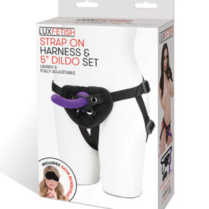 Lux Fetish 5" Dildo w/Strap On Harness Set