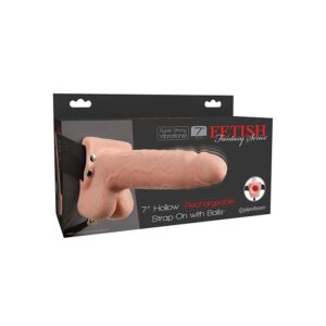 Fetish Fantasy Series 7" Hollow Rechargeable Strap On w/Balls - Flesh