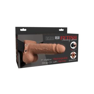 Fetish Fantasy Series 7" Hollow Rechargeable Strap On w/Remote - Tan