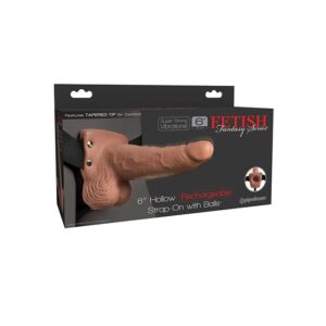 Fetish Fantasy Series 6" Hollow Rechargeable Strap On w/Balls - Tan