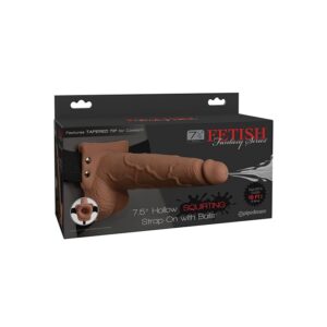 Fetish Fantasy Series 7.5" Hollow Squirting Strap On w/Balls - Tan