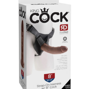 King Cock Strap On Harness w/8" Cock - Brown